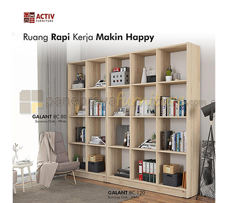 Rak Buku Sedang Activ Galant BC 80 Sonoma Oak-White 81x30x170