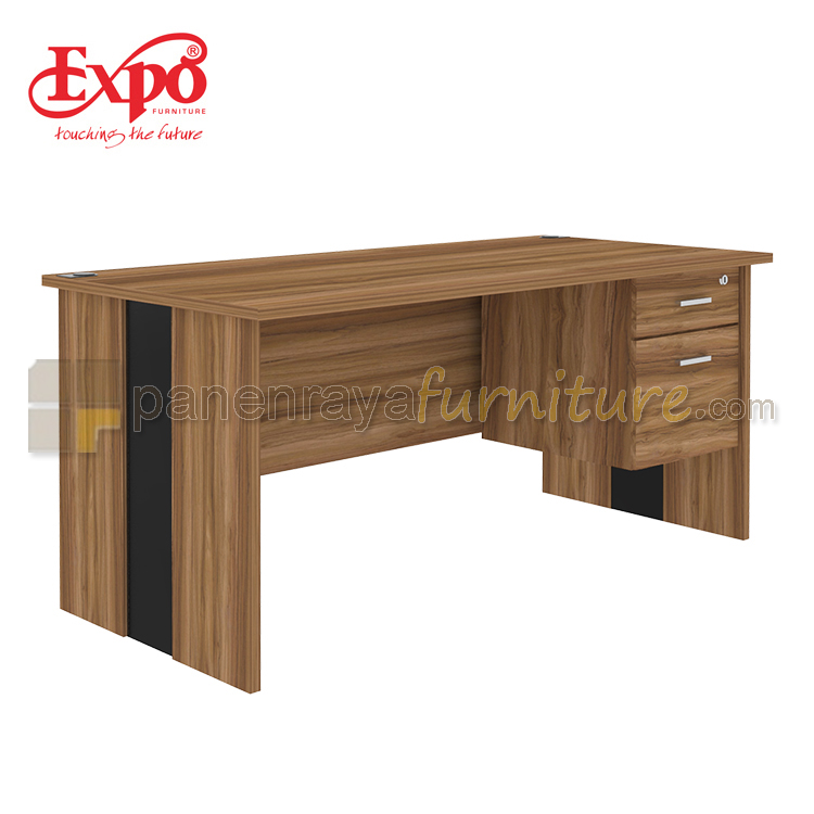 Panen Raya Furniture Meja Kantor Expo MD 1675 1 Laci 1 Filling Teakwood 160x75x75