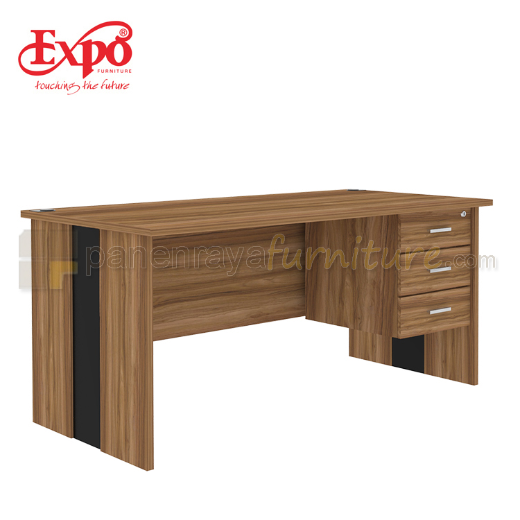 Panen Raya Meja Kantor Expo MD 1675 3 Laci Teakwood 160x75x75