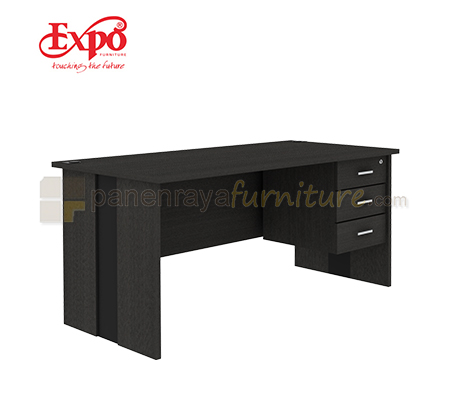 Panen Raya Furniture Meja Kantor Expo MD 1675 3 Laci Dark Oak 160x75x75
