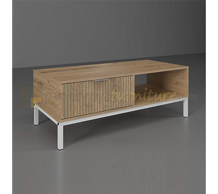 Panen Raya Meja Tamu Orbitrend Isla Coffee Table Beaufort Oak White 110x50x40