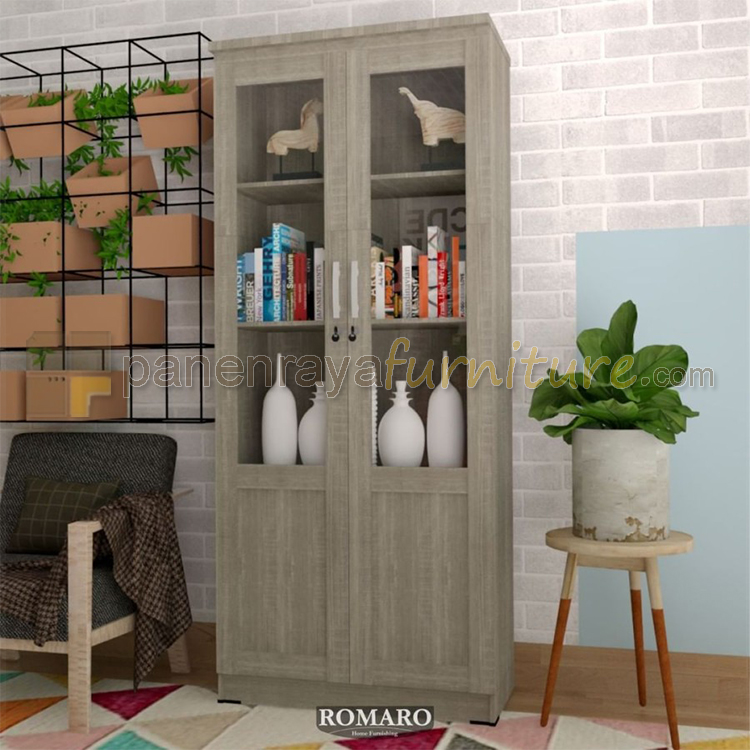 Panen Raya Lemari Pajangan Romaro LHS 0702 Sonoma Ooak Grey 76x39x178