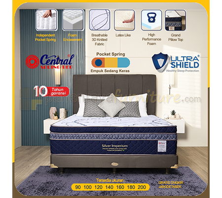 Panen Raya Furniture Central Silver Imperium Pocket Spring with Latex Like Foam Encasement Full Set Aurora