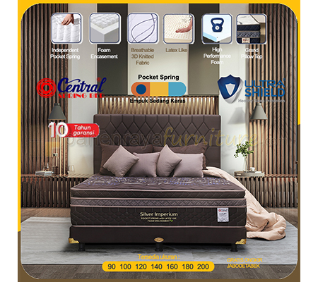 Central Silver Imperium Pocket Spring with Latex Like Foam Encasement Full Set Aurora