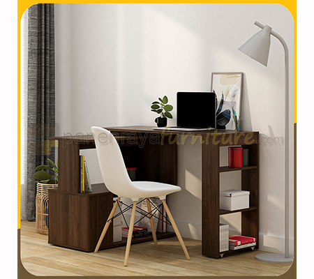 Panen Raya Meja Kerja Multishape Stacey DC Brown Walnut 110x40x75