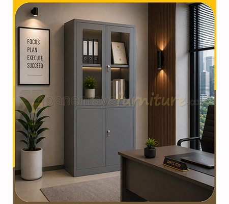 Panen Raya Furniture Lemari Arsip Besi VIP V 203 Grey 90x45x183