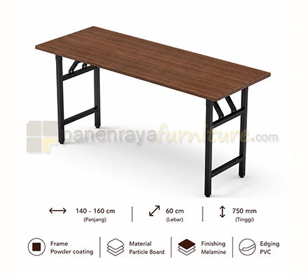 Panen Raya Furniture Meja Lipat Modera FT 1460 / FT 1660 Walnut 140-160x60x75