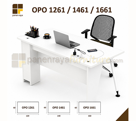 Panen Raya Furniture Meja Kantor 1 Staff Modera OPO 1261 / OPO 1461 / OPO 1661 White
