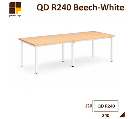 Panen Raya Meja Meeting Persegi Lunar QD R240 Kaki Besi White 240x120x75