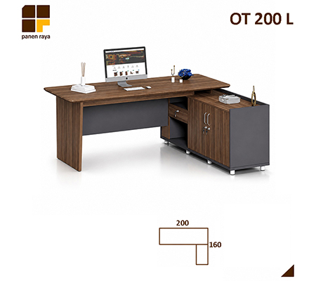 Panen Raya Furniture Meja Kantor Siantano OT 200 L Romanian Walnut 200x160x75