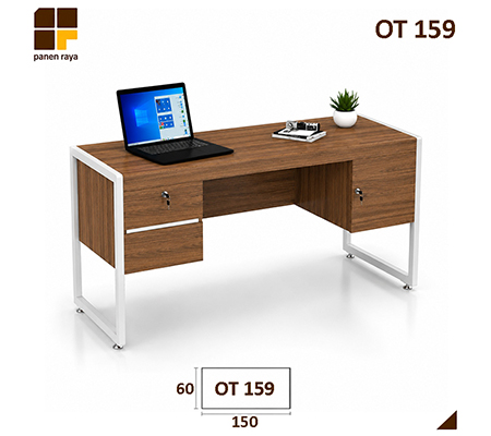 Panen Raya Furniture Meja Kantor Siantano OT 159 Romanian Walnut 150x60x75