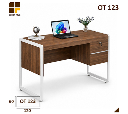 Panen Raya Furniture Meja Kantor Siantano OT 123 Romanian Walnut 120x60x75