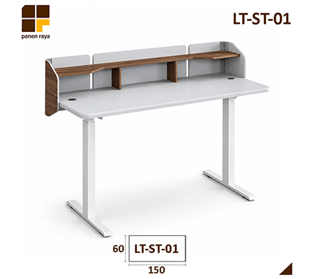 Panen Raya Furniture Meja Kantor Siantano LT ST 01 Platinum Light Grey 150x60x74-122