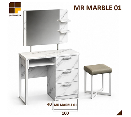 Panen Raya Meja Rias Siantano MR Marble 01 100x40x145 White Marble