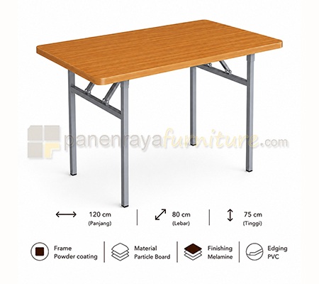 Panen Raya Furniture Meja Lipat Orbitrend Beech-Silver 120x80x75