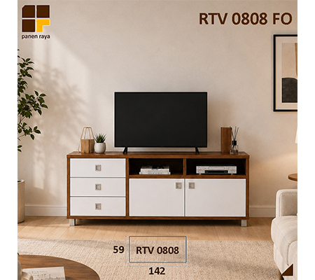 Panen Raya Furniture Meja TV Romaro RTV 0808 Italian White 142x40x59
