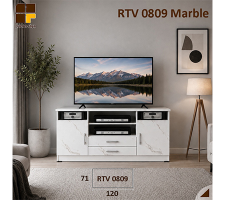 Panen Raya Furniture Meja TV Romaro RTV 0809 White Marble 120x40x71