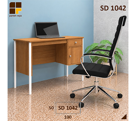 Panen Raya Furniture Meja Belajar Expo SD 1042 Teakwood- White Metal 100x50x75