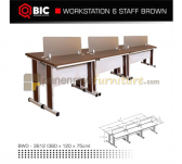 Panen Raya Workstation Staff 6 Seater QBIC BWD 3612 Brown 360x120x75 Kaki Metal
