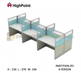 Panen Raya Workstation 6 Seater Glass Tinggi 150 HighPoint Partition JPS Light Grey