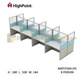 Panen Raya Workstation 8 Seater Glass Tinggi 180 HighPoint Partition JPS Cappuccino